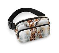 Sac banane aquarelle cerf girafe pour homme et femme Sac banane réglable décontracté pour voyage, sport, randonnée, blanc, 20,1 x 13 cm, blanc, 7.9x5.1inches
