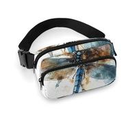 Sac banane aquarelle libellule pour homme et femme - Sac banane réglable décontracté pour voyage, sport, randonnée, blanc, 20,1 x 13 cm, blanc, 7.9x5.1inches