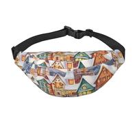Sac banane aquarelle magique de village de Noël pour homme et femme, sac banane tendance, sac à bandoulière pour tous les jours, sac banane avec sangle réglable, sac de poitrine imperméable pour