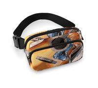 Sac banane aquarelle pour guitare acoustique pour homme et femme - Sac banane réglable et décontracté pour voyage, sport, randonnée, blanc, 20,1 x 13 cm, blanc, 7.9x5.1inches