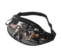Sac banane Astronaut On The Moon pour homme et femme avec prise casque et ceinture réglable pour vélo, course à pied, jogging, voyage, entraînement en plein air, cyclisme, fitness, randonnée, Noir ,