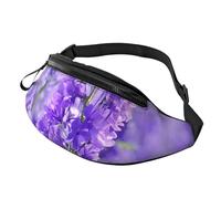 Sac banane avec bandoulière réglable pour homme et femme - Pour voyage, randonnée, course à pied, Fleurs de couleur lavande violette, Taille unique
