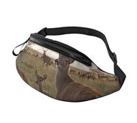 Sac banane avec bandoulière réglable pour homme et femme - Pour voyage, randonnée, course à pied, Jolis cerfs., Taille unique