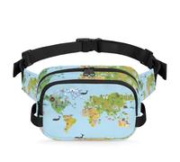 Sac banane avec carte du monde de dessin animé, pour femmes, hommes, filles, garçons, enfants, pour la course à pied, le sport, la randonnée, couleur, XL, Organiseur de sac