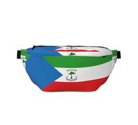 Sac banane avec drapeau de la Guinée équatoriale - Sac à bandoulière polyvalent pour homme et femme avec poches zippées, idéal pour les voyages, la course à pied, noir, taille unique