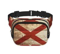 Sac banane avec drapeau de l'État de l'Alabama sur vieux grain de bois pour femme et homme, sac banane tendance pour voyage, randonnée, Noir , Taille unique