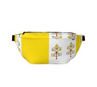 Sac banane avec drapeau du Vatican - Sac à bandoulière polyvalent pour homme et femme avec poches à fermeture éclair, idéal pour les voyages, la course à pied, noir, taille unique