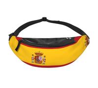 Sac banane avec drapeau espagnol pour voyage, course à pied, mains libres | Polyester résistant. Sangle réglable. Poche pour téléphone. Idéal pour les voyages.