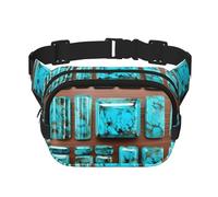 Sac banane avec extension pour homme et femme avec poches zippées Bleu turquoise, noir, One Size