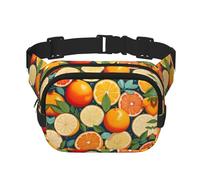 Sac banane avec extension pour homme et femme avec poches zippées Motif agrumes, noir, One Size