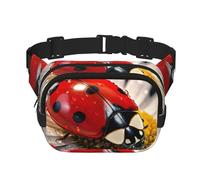 Sac banane avec extension pour homme et femme avec poches zippées Motif coccinelle, noir, One Size