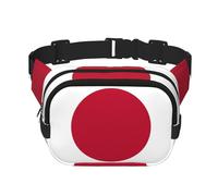 Sac banane avec extension pour homme et femme avec poches zippées Motif drapeau japonais, noir, One Size
