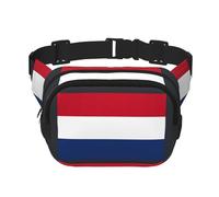 Sac banane avec extension pour homme et femme avec poches zippées Motif drapeau néerlandais, noir, One Size