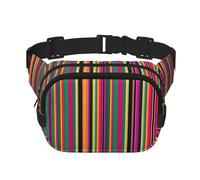 Sac banane avec extension pour homme et femme avec poches zippées Motif rayures arc-en-ciel, noir, One Size