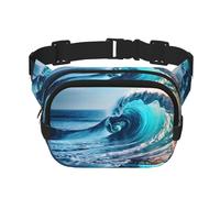 Sac banane avec extension pour homme et femme avec poches zippées Motif vagues de mer, noir, One Size