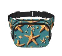 Sac banane avec extension pour homme et femme - Imprimé étoiles de mer - Poches zippées, noir, One Size