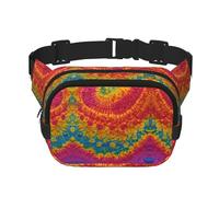 Sac banane avec extension pour homme et femme - Imprimé tie-dye hippie - Poches zippées, noir, One Size