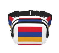 Sac banane avec extension pour homme et femme Motif drapeau de l'Arménie avec poches zippées, noir, One Size