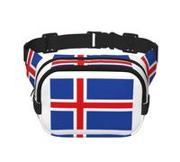Sac banane avec extension pour homme et femme Motif drapeau de l'Islande avec poches zippées, noir, One Size