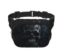 Sac banane avec extension pour homme et femme - Motif tête de mort - Avec poches zippées, noir, One Size