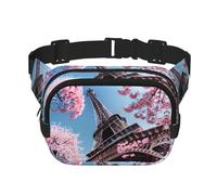 Sac banane avec extension pour homme et femme Motif Tour Eiffel de Paris avec poches zippées, noir, One Size