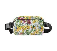 Sac banane avec fermeture éclair et motif jonquille et fleurs d'été pour femmes, hommes, adolescents, résistant à l'eau, blanc, Prince Edward Island Pantoufle Beauté Summer Flowers, 1 size