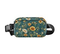 Sac banane avec fermeture éclair et motif jonquille et fleurs d'été pour femmes, hommes, adolescents, résistant à l'eau, blanc, Fleurs d'automne Tournesol Lys Romarin Sarcelle, 1 size
