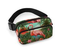 Sac banane avec flamant rose tropical pour homme et femme - Sac banane réglable décontracté pour voyage, sport, randonnée, blanc, 20,1 x 13 cm, blanc, 7.9x5.1inches