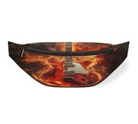 Sac banane avec flammes de guitare électrique pour femmes, hommes, enfants, filles, garçons, sac banane pour voyage, sport, course à pied, couleur, M, Organiseur de sac