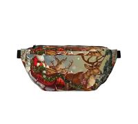 Sac banane avec imprimé Merry Christmas 2 - Réglable - Léger - Pour la marche, le cyclisme, la randonnée, les voyages, Noir , Taille unique, Sac à dos décontracté