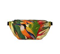 Sac banane avec imprimé oiseau de paradis tropical, réglable, léger, pour la marche, le cyclisme, la randonnée, les voyages, Noir , Taille unique, Sac à dos décontracté