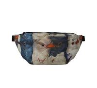 Sac banane avec imprimé quatre oiseaux - Réglable - Léger - Pour la marche, le cyclisme, la randonnée, les voyages, Noir , Taille unique, Sac à dos décontracté