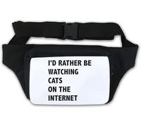 Sac banane avec inscription « I Would Rather Be Watching Cats On The Internet » Blanc