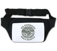 Sac banane avec inscription « No Borders Only People Handshake World » - Blanc