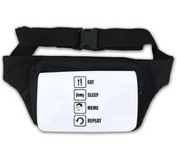 Sac banane avec logo humoristique Eat Sleep Meme Repeat Blanc, blanc, Taille unique