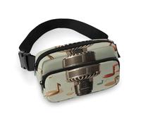 Sac banane avec microphone imprimé note de musique pour entraînement, voyage, course décontractée, course à pied, randonnée, cyclisme, microphone avec note de musique, 20 x 13 cm, Microphone avec note