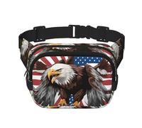 Sac banane avec motif aigle avec drapeau des États-Unis - Sac banane tendance avec sangle réglable - Noir, noir, One Size