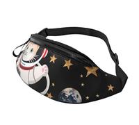 Sac banane avec motif chat astronaute avec trou pour écouteurs pour homme et femme - Sac banane réglable pour le sport en plein air et la randonnée, Noir , Taille unique, Sac à dos de