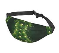 Sac banane avec motif chien mignon portant des écouteurs, sac banane étanche avec ceinture réglable, sac banane décontracté pour le sport, la course à pied, le cyclisme, Sapin vert de Noël, Taille