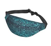 Sac banane avec motif chien mignon portant des écouteurs, sac banane étanche avec ceinture réglable, sac banane décontracté pour le sport, la course à pied, le cyclisme, Paillettes bleu sarcelle,