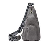 Sac banane avec motif de couleur unie avec sac en cuir PU, sac à bandoulière, sac à bandoulière portable pour voyage, sport, sac à déjeuner avec bandoulière, gris, Taille unique, Sac à dos tyrolien