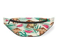 Sac banane avec motif feuilles de palmier et singe pour homme, femme, enfant, fille, garçon, sac banane pour sport, randonnée, course à pied, couleur, M, Organiseur de sac