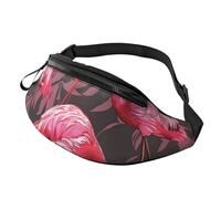 Sac banane avec motif flamant rose avec prise casque, sac banane personnalisé unisexe pour la course à pied, la randonnée, pour homme et femme, Noir , Taille unique, Sacs à dos Sling