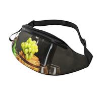 Sac banane avec motif roses blanches avec imprimé sang - Avec prise casque et ceinture réglable - Pour voyage, course à pied, jogging, entraînement, randonnée, Vin blanc et rouge, One Size, Imprimé