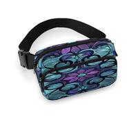 Sac banane avec motif vitrail imprimé pour entraînement, voyage, course décontractée, course à pied, randonnée, cyclisme, motif vitrail, 20 x 13 cm, Motif vitrail, 7.9 X 5.1 in
