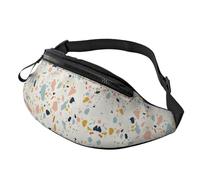 Sac banane avec notes de musique bleues pour homme et femme, sac de poitrine réglable, sac banane de voyage, sport, marche, Terrazzo Marbre Pastel, Taille unique