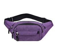 Sac banane avec plusieurs poches, design à 3 fermetures éclair, sangle réglable, sac léger et décontracté pour les voyages en plein air et le sport, violet