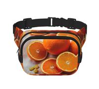 Sac banane avec rallonge pour homme et femme avec poches zippées et imprimé fruits oranges frais, noir, One Size