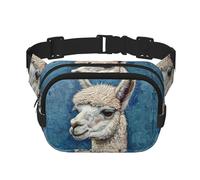 Sac banane avec rallonge pour homme et femme avec poches zippées et imprimé lama alpaga, noir, One Size