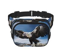 Sac banane avec rallonge pour homme et femme avec poches zippées Motif aigle chauve 2, noir, One Size